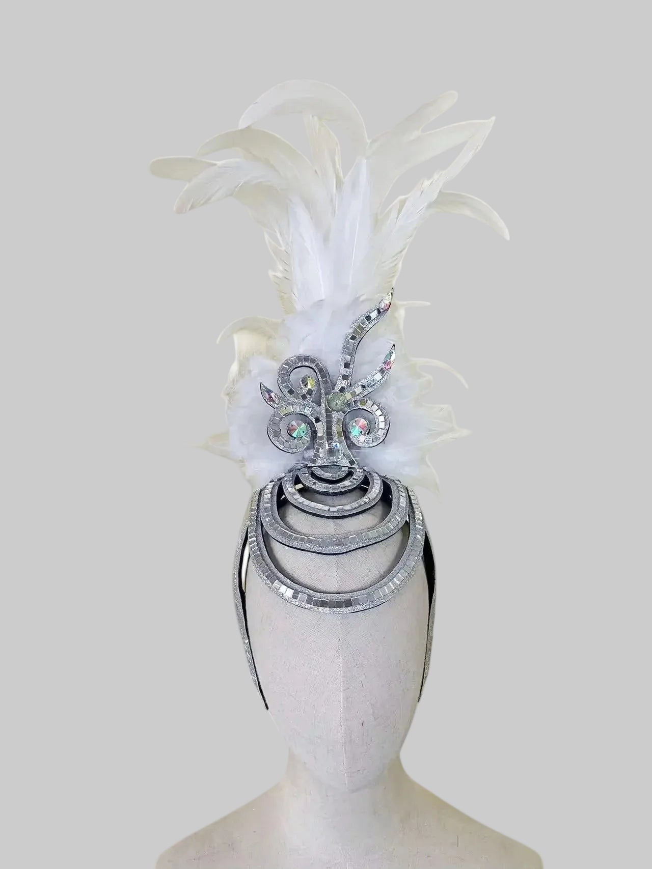 Samba Feather Headdress & Wings - Multi-Color Carnival Costume Set with Rhinestones