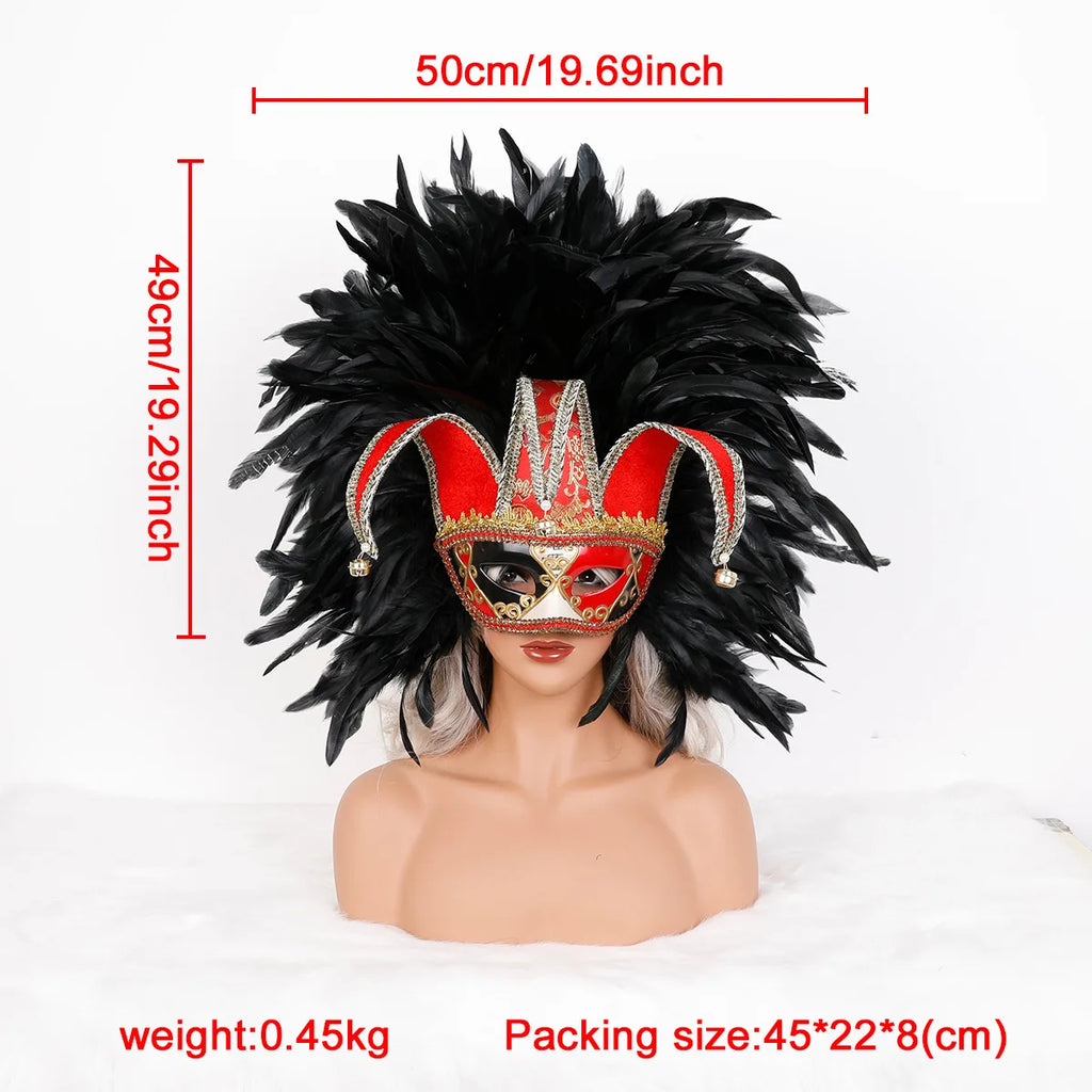Feather Masquerade Mask | Jester Crown