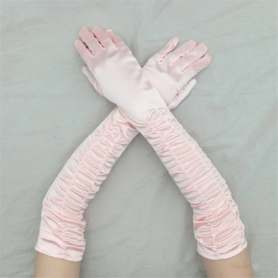 Long Satin Opera Gloves - Dance & Performance Stretch Gloves