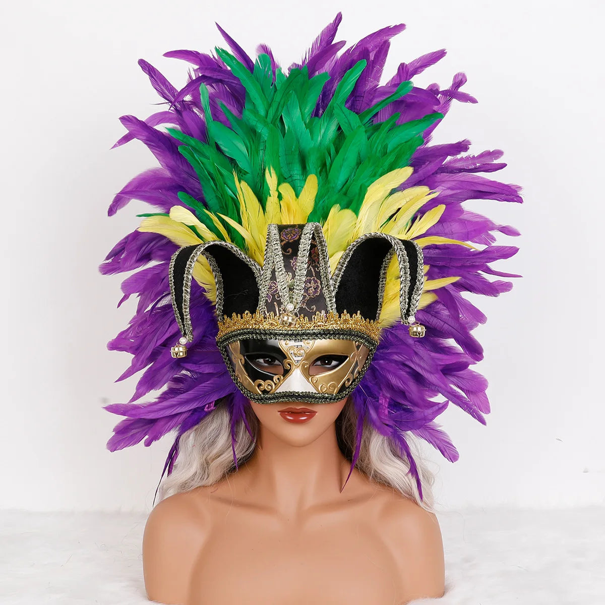 Feather Masquerade Mask | Jester Crown