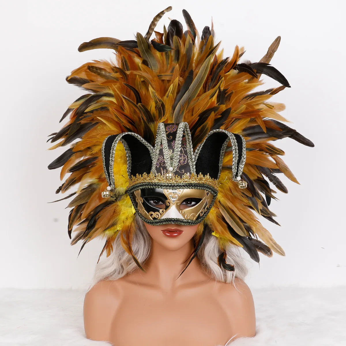 Feather Masquerade Mask | Jester Crown