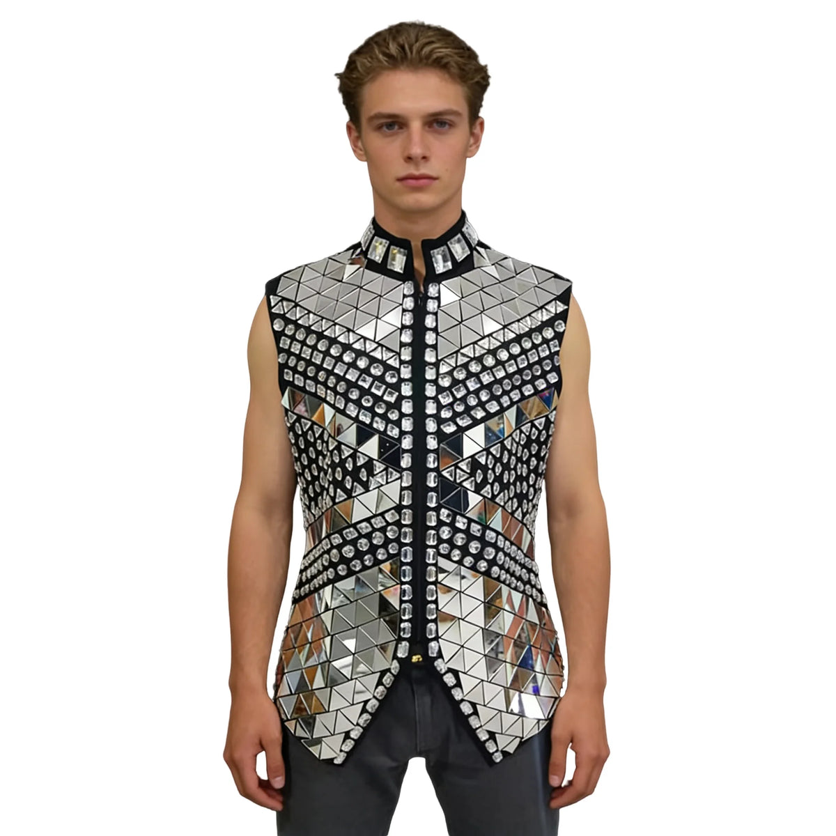 Men’s Mirror-Effect Vest | High Collar