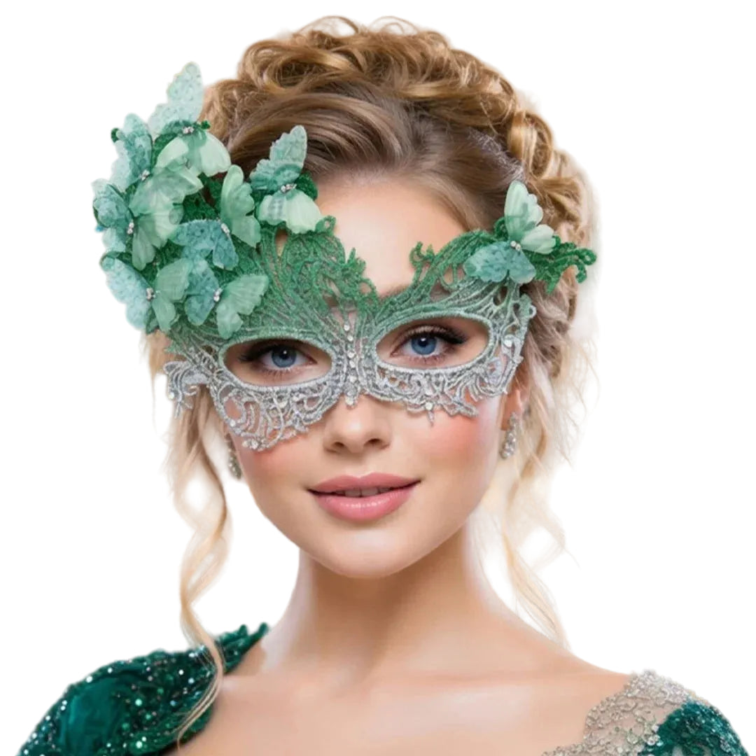 Butterfly Lace Masquerade Mask | Half Face | 7 Colors