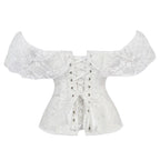 Lace Puff Sleeve Overbust Corset | Satin | Burlesque | Plus Size
