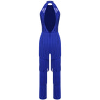 Sequin Tassel Jumpsuit | Halter Neck | Latin Dance