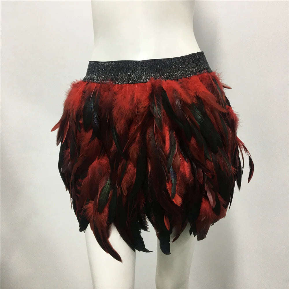 Fluffy Feather Mini Skirt - Festival & Performance Skirt