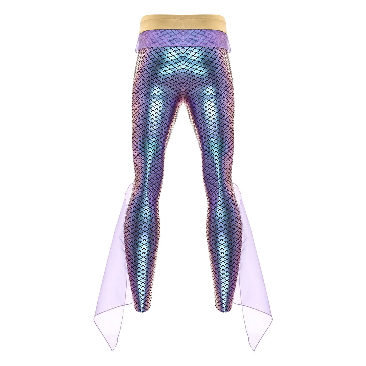 Men's Mermaid Leggings | Metallic Fish-Scale Print | Tulle Trim