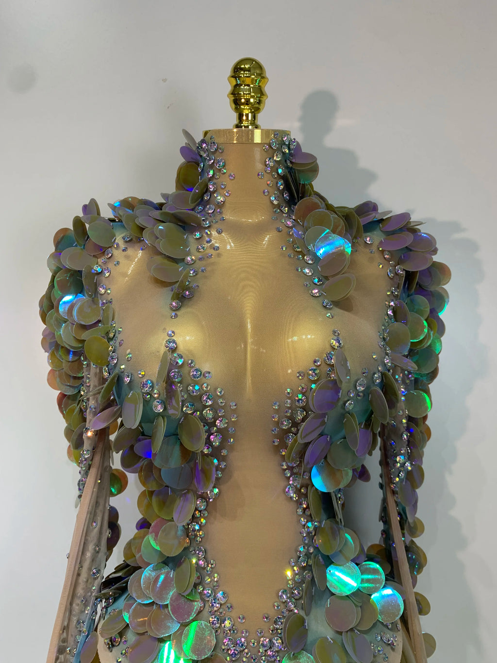 Rhinestone Stage Bodysuit | Iridescent Embellishment