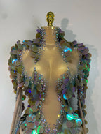Rhinestone Stage Bodysuit | Iridescent Embellishment