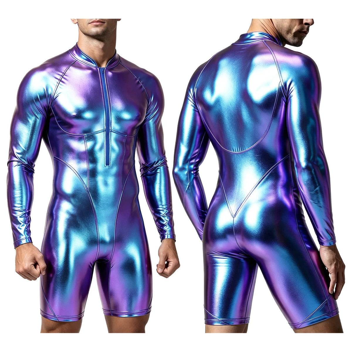 Men’s Metallic Bodysuit | Long Sleeves