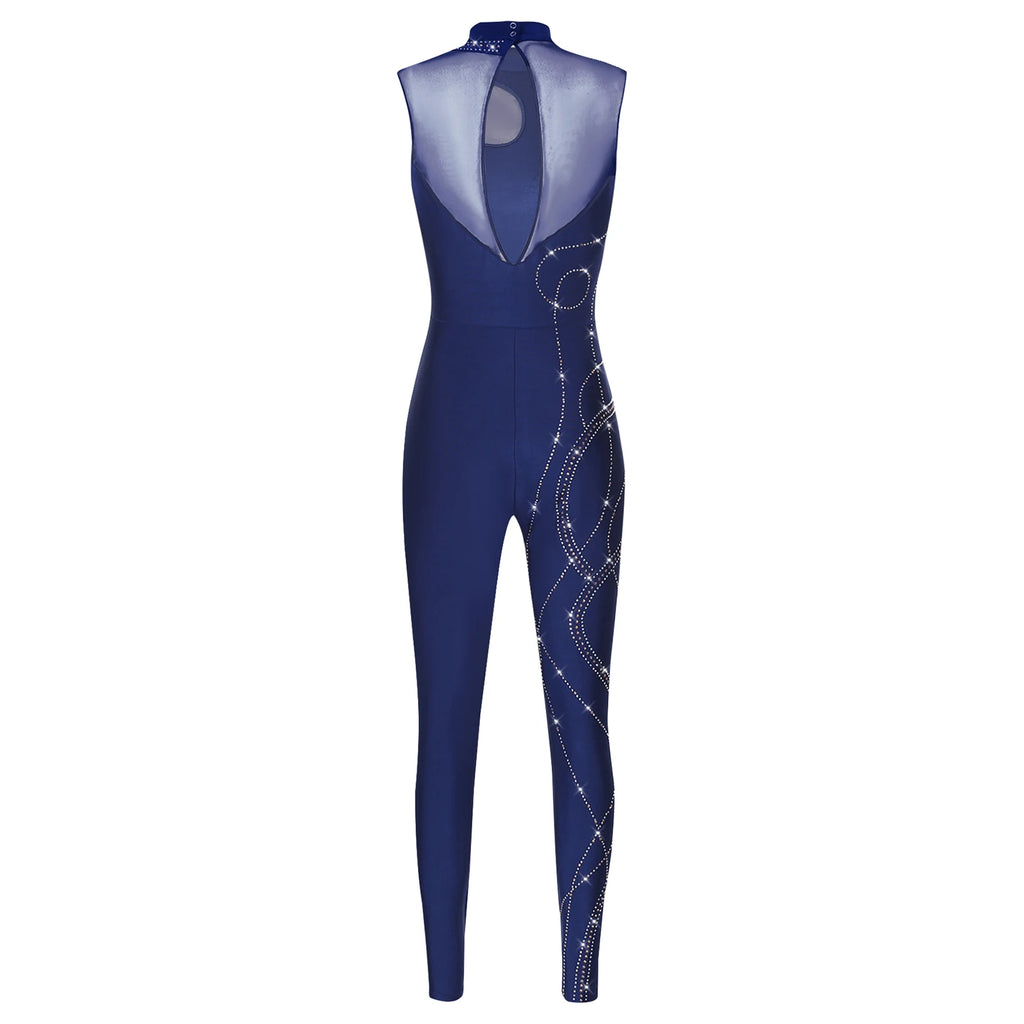 Rhinestone Unitard | Mesh Panels | Stage Ready