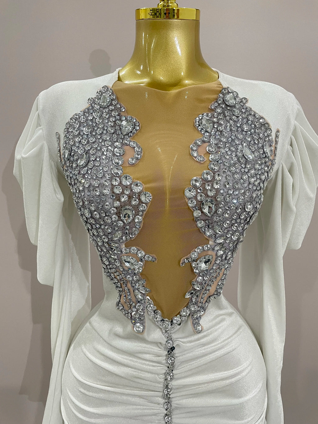 Rhinestone Velvet Mini Dress | Long Sleeve | Stage