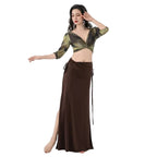 Belly Dance Costume | Floral Lantern Sleeve Top & Skirt Set