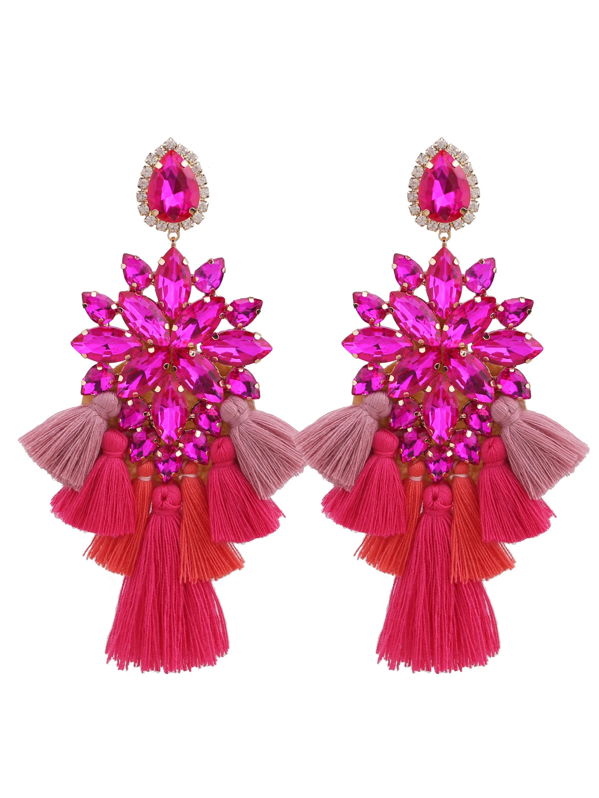 Glass Fringe Drop Earrings | Clip or Pin