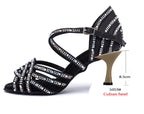 Rhinestone Latin Dance Heels | Satin Ballroom Sandals