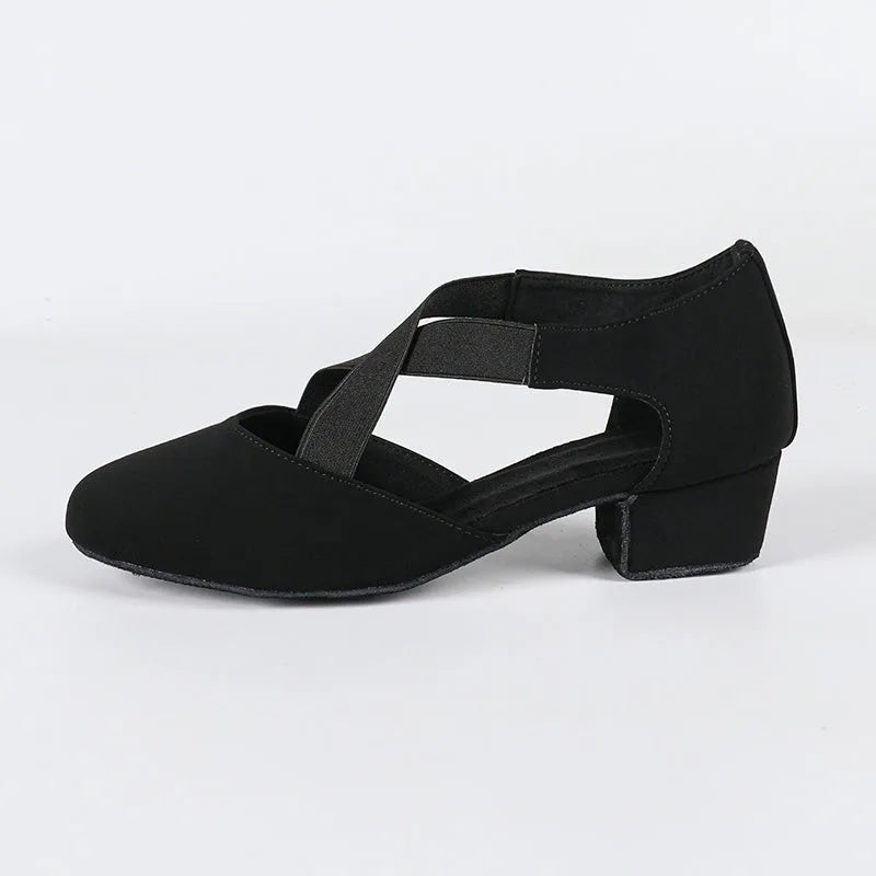 Flock Cross-Strap Dance Practice Heels | Teacher Shoe | 3.5cm