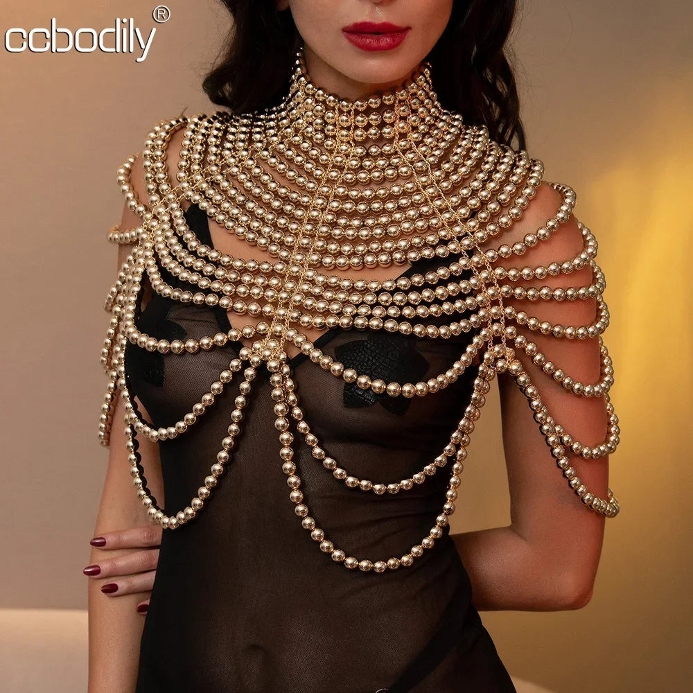 Pearl Shoulder Body Chain | Collar & Shawl