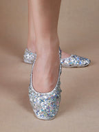 Sequin Belly Dance Slippers | Flat Soft Sole | Gold & Silver