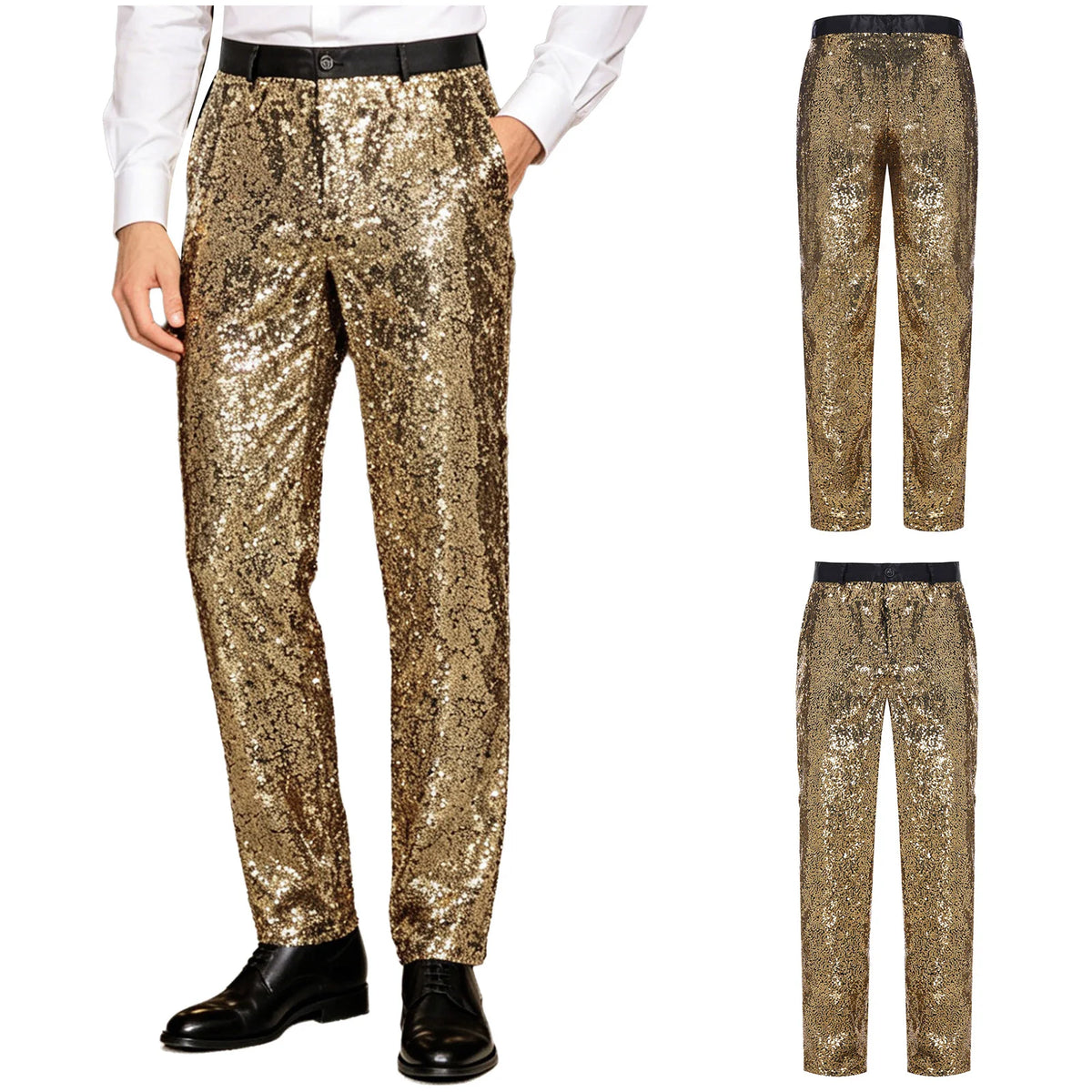 Men's Sequin Disco Pants | Slim Fit | Elastic Waist