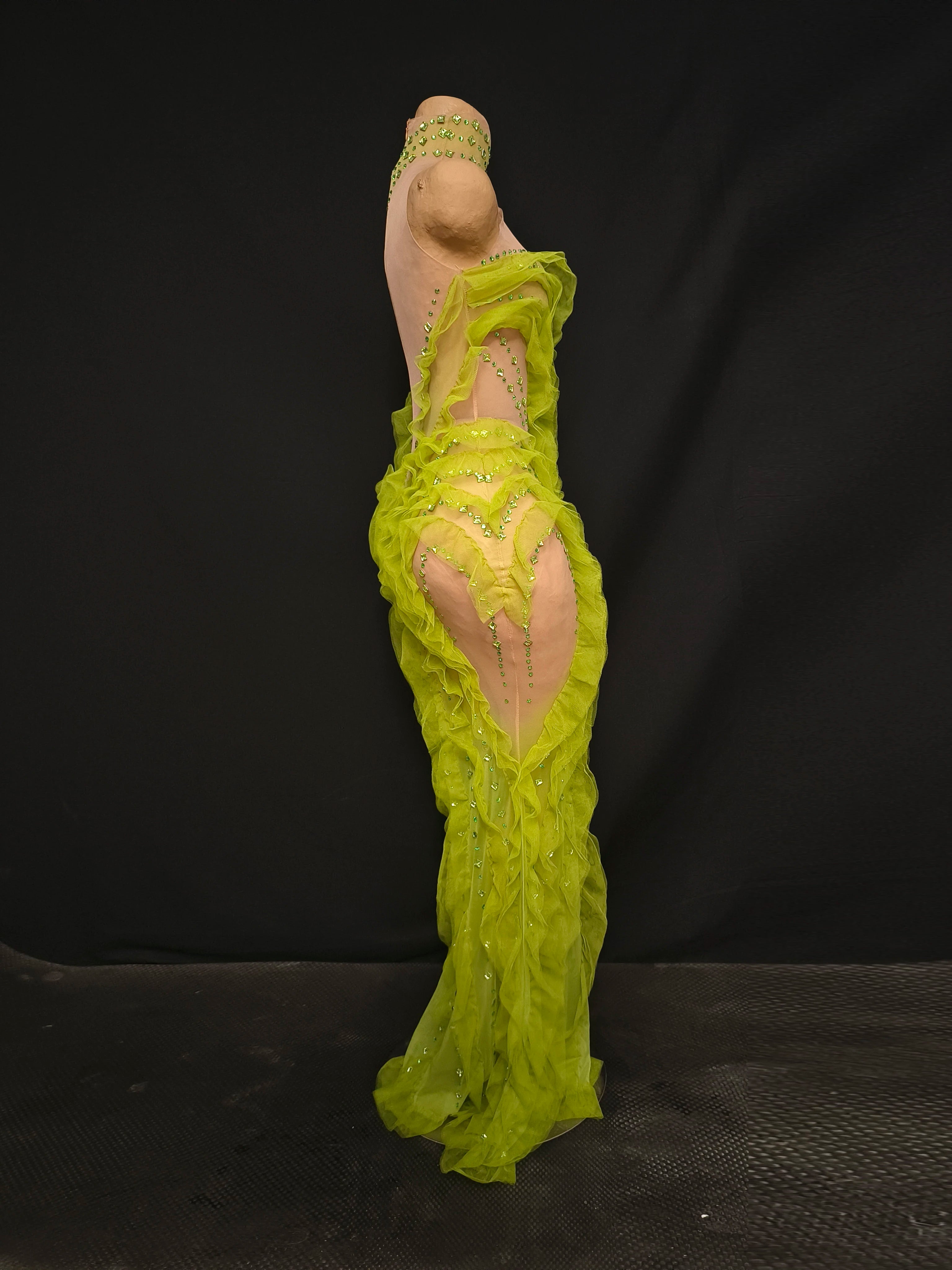 Rhinestone Mesh Ruffle Gown | Floral | Pageant