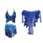 Belly Dance Sequin Halter Bra Top | Padded | Backless | 18 Colors