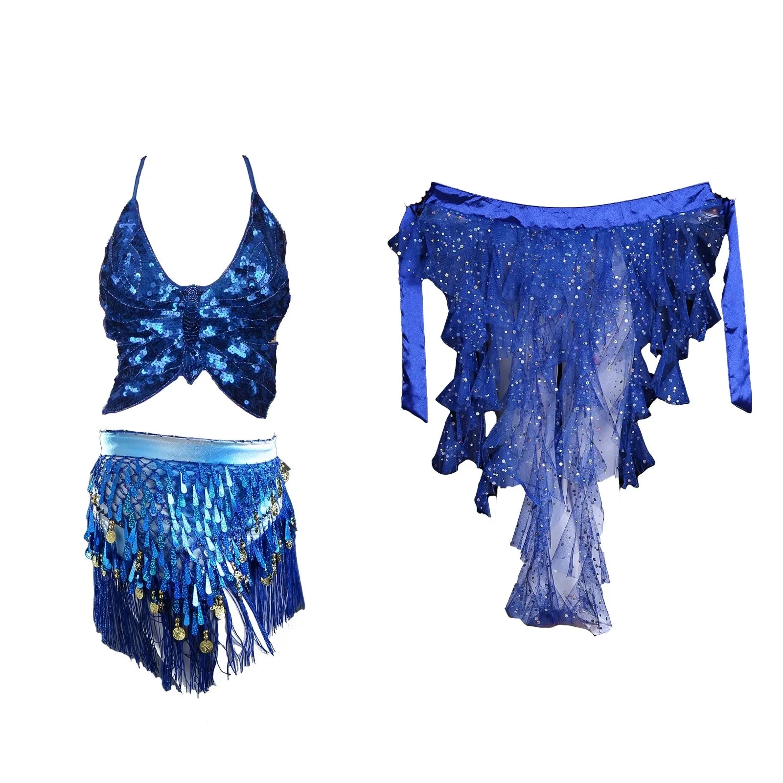 Belly Dance Sequin Halter Bra Top | Padded | Backless | 18 Colors