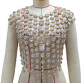Rhinestone Pearl Embellished Body Top | Stage Jewelry Top