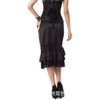 Gothic Satin & Lace Ruffle Skirt | Buckle Detail | S-6XL