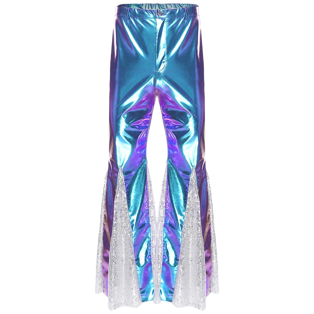 Men's Metallic Flared Disco Pants | Bell Bottom | Sequin