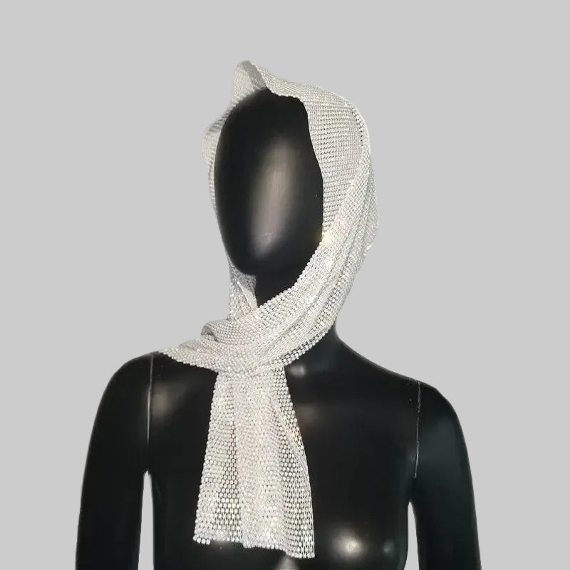 Rhinestone Bandana Headband - Crystal Mesh Hair Scarf