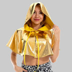 Metallic Hooded Cape - Shiny Holographic Cloak for Stage & Performance