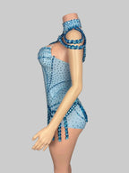 Blue Rhinestone Bodysuit - Sparkly High-Stretch Performance Wear for Dancers & Performers