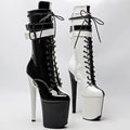 20CM Shiny Patent Platform Pole Dance Ankle Boots - 8 Inch High Heel Performance Boots