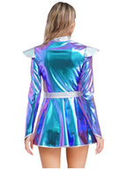 Metallic Space Alien Dress | Long Sleeve A-Line Costume