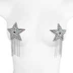 Star Nipple Pasties | Rhinestone Tassel | Black & Silver