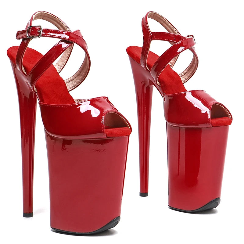 9-Inch Platform Sandals - Peep Toe Ankle Strap Exotic Dance Heels