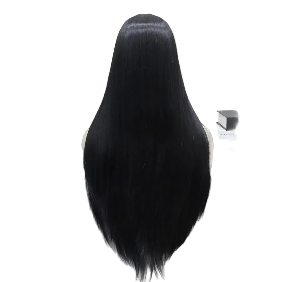 26" Off-Black Long Straight Lace Front Wig – Natural Black