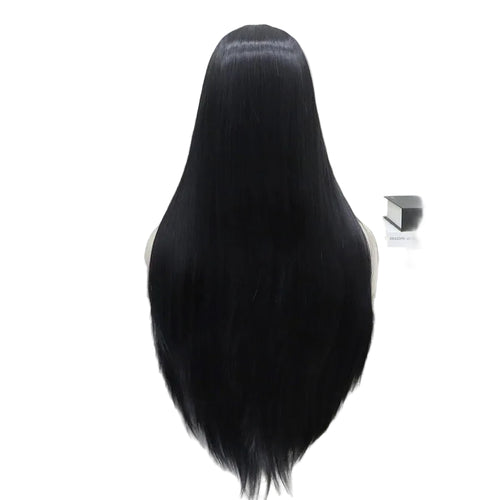 26" Off-Black Long Straight Lace Front Wig – Natural Black