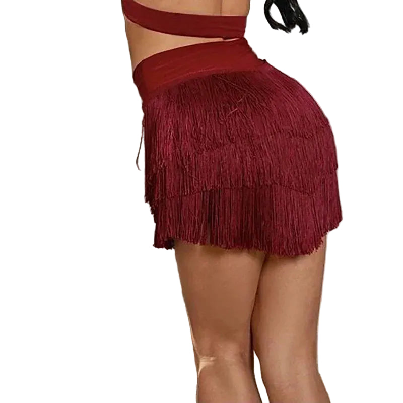 Latin Dance Skirt | Layered V-Cut Fringe