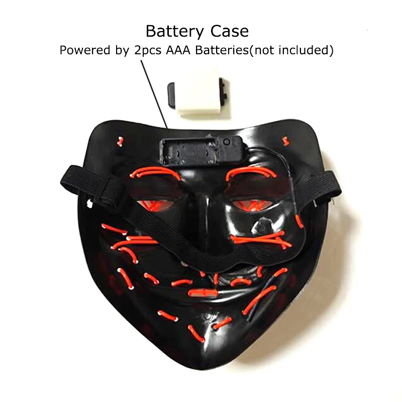 EL Wire Glow Purge Mask | 4 Flash Modes | 37 Styles | Rave & Festival