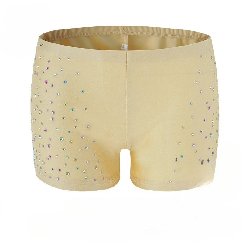 Rhinestone Drill Safety Shorts | Dance Under-Shorts | Skin & Black | M–L
