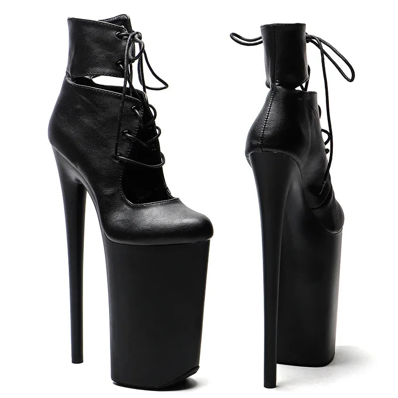 10-Inch Matte Platform Ankle Boots | Lace-Up