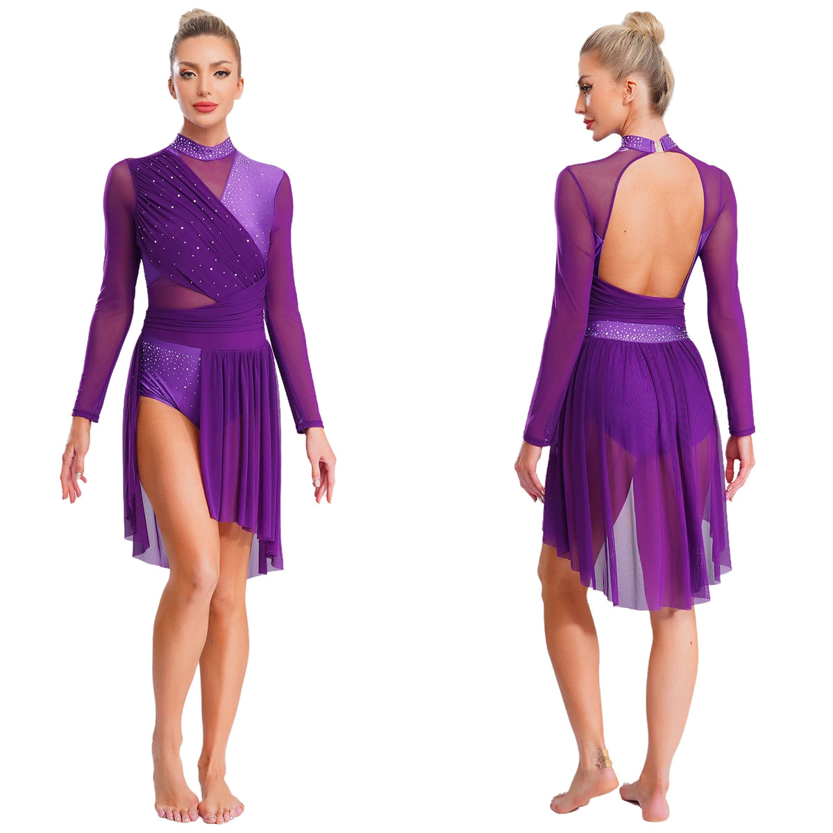 Aurora Rhinestone Lyrical Dance Leotard Dress