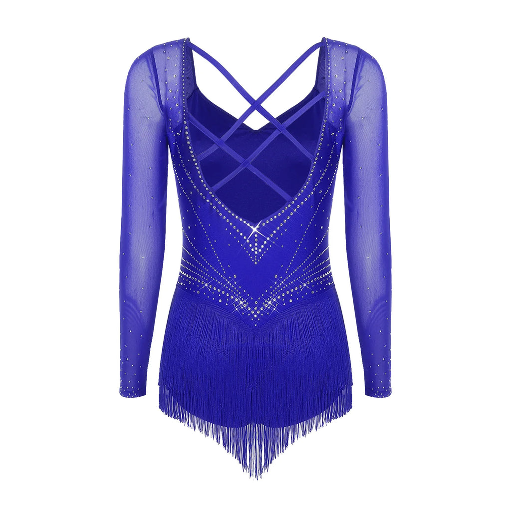Starlight Rhinestone Tassel Latin Dance Bodysuit
