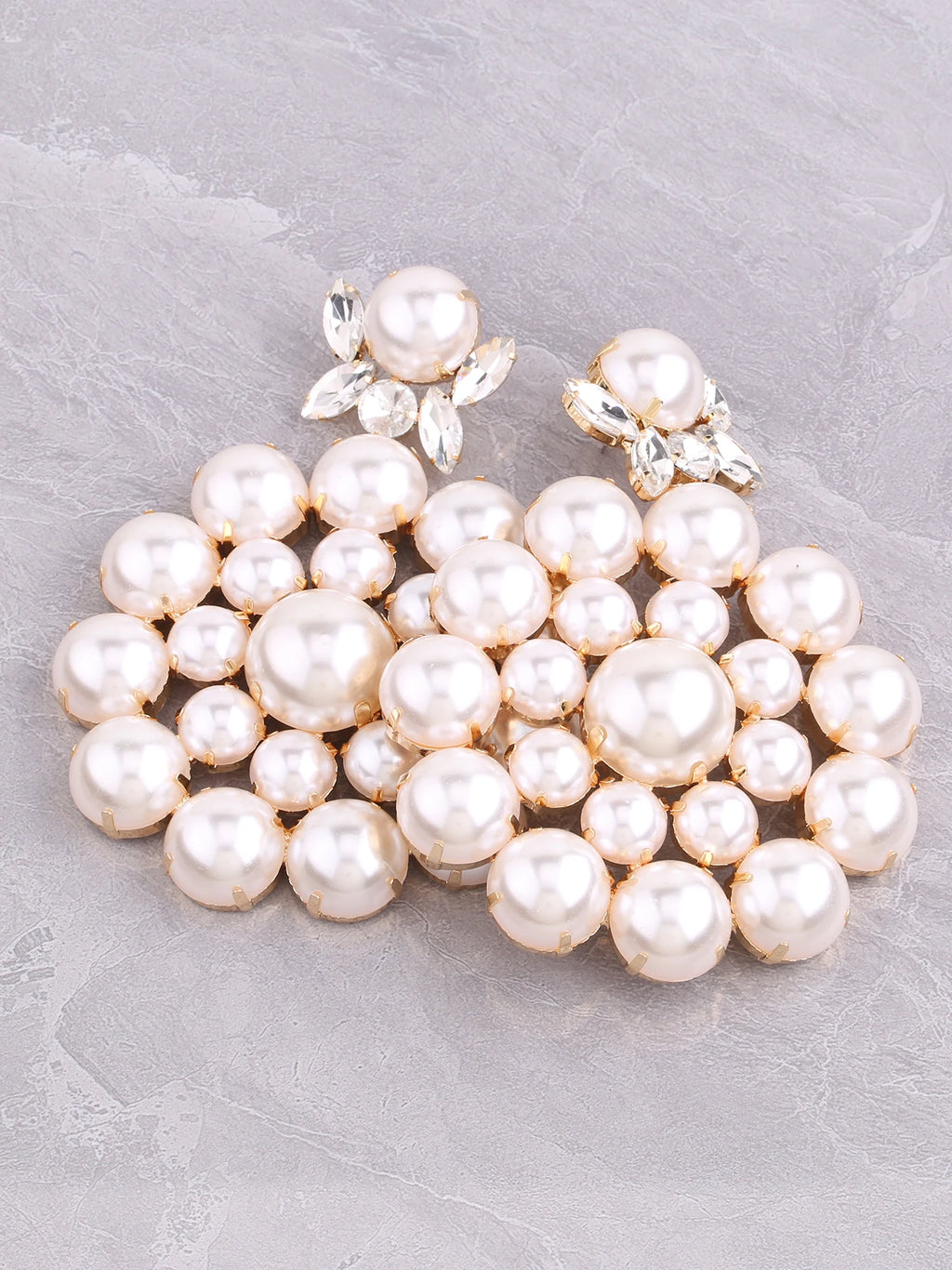 Faux Pearl Drop Earrings | Rhinestone Sparkle | Clip or Pin