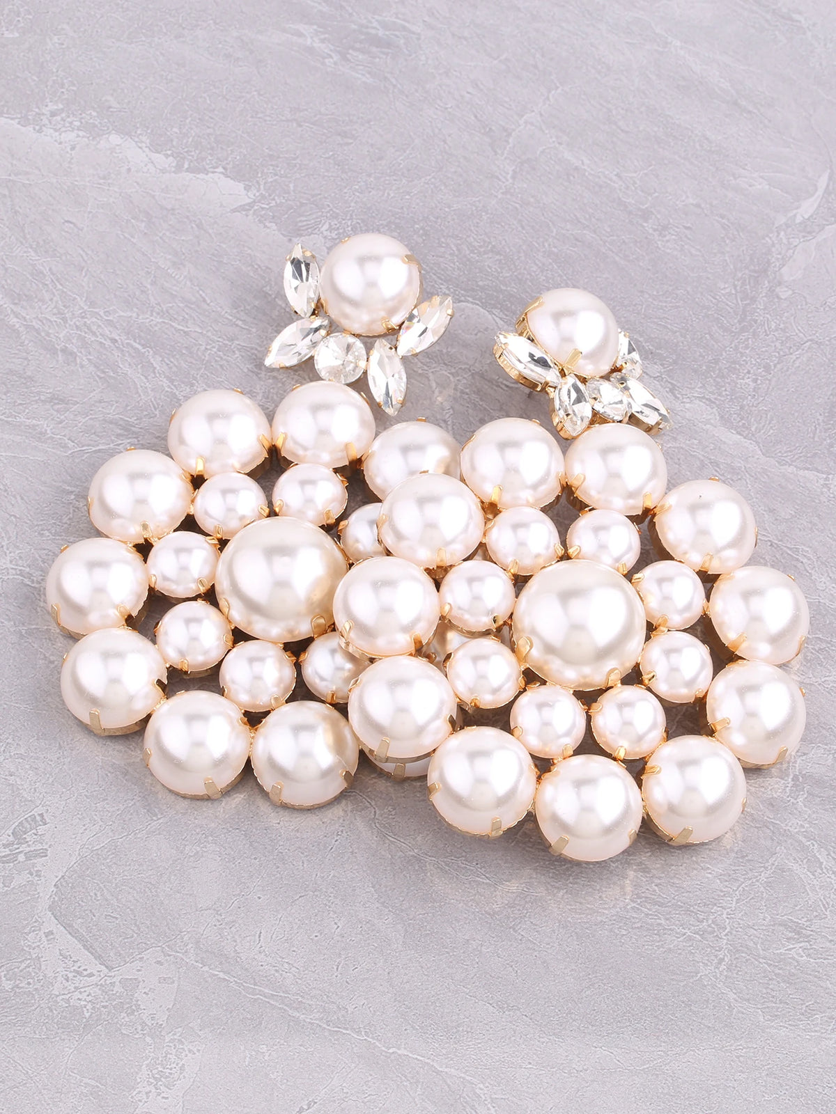Faux Pearl Drop Earrings | Rhinestone Sparkle | Clip or Pin