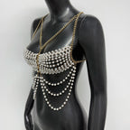 Pearl Tassel Chain Halter Crop Top