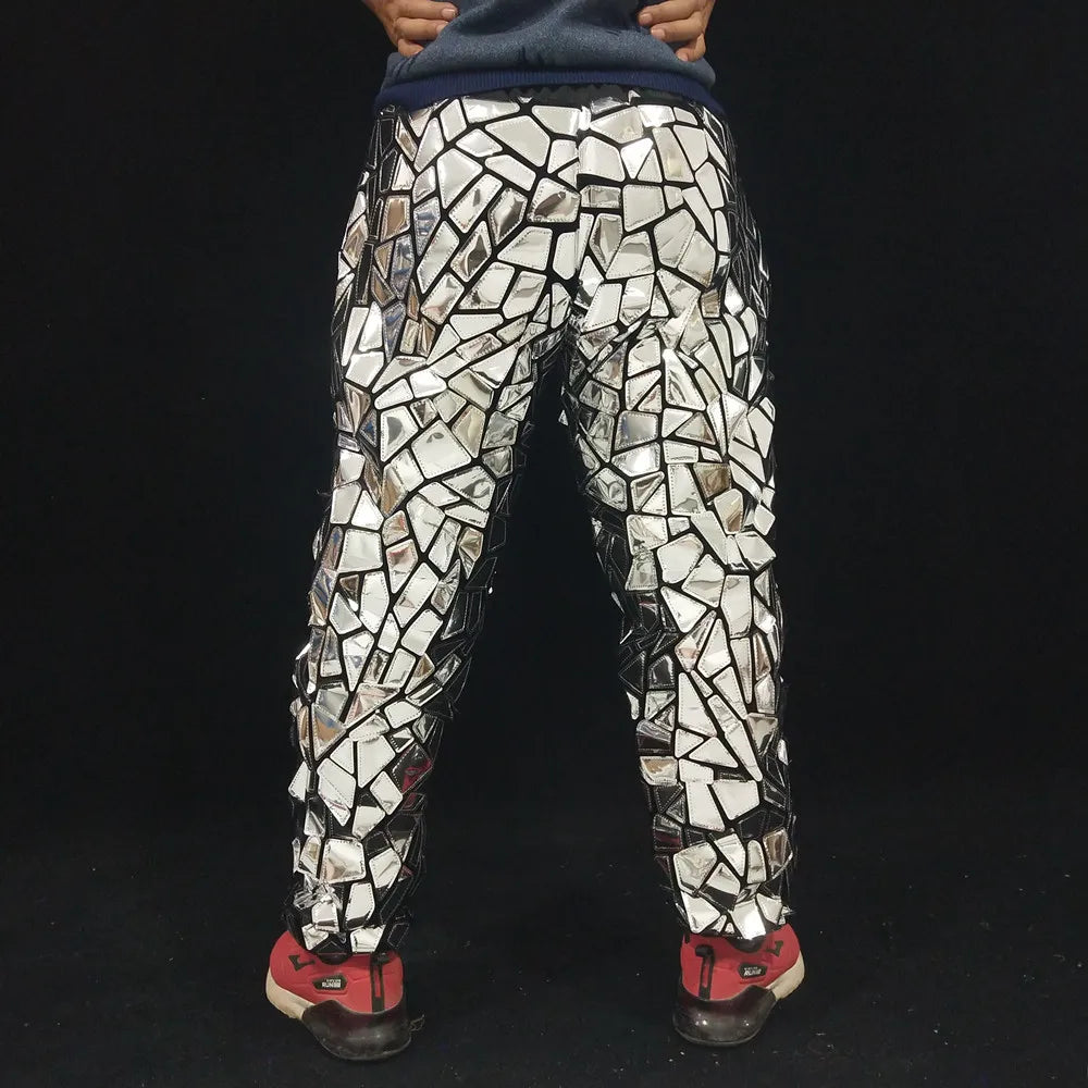 Men's Laser Mirror Jogger Pants | Reflective Metallic | Stage & Hip Hop | 5 Colors