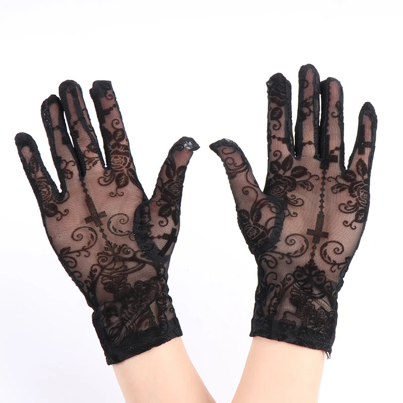 Black Lace Gloves | Rose & Cross