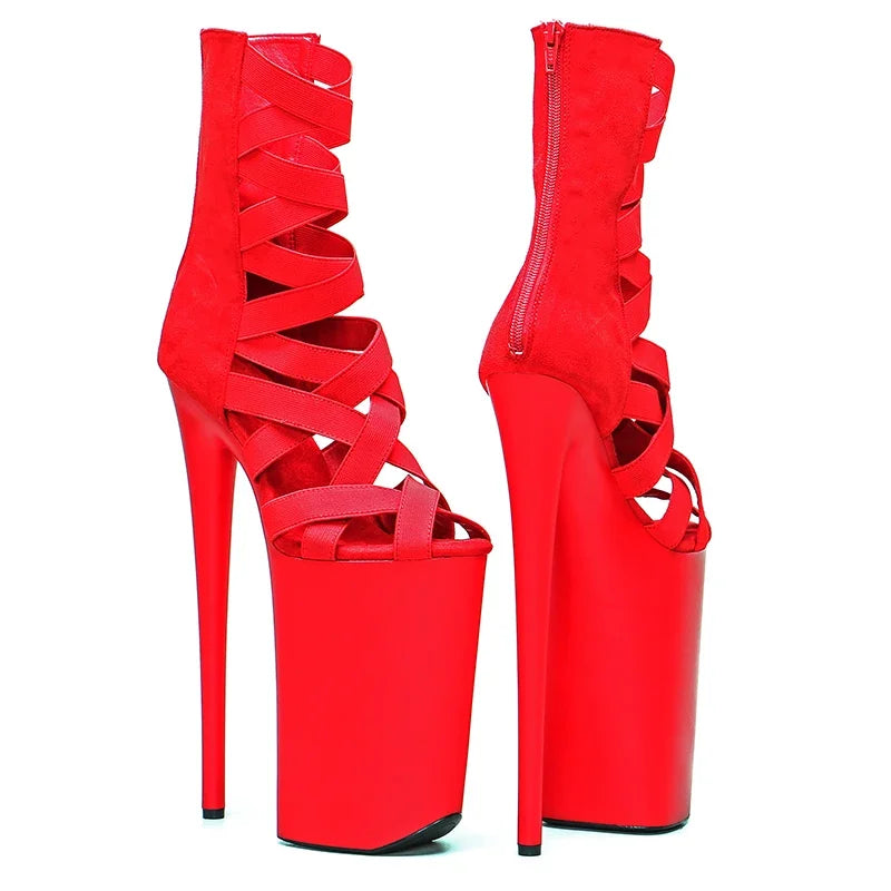 26CM Platform Ankle Boots - Extreme 10 Inch High Heel Pole Dance Boots
